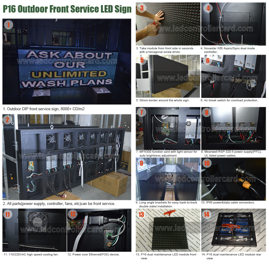 P16 Outdoor double Sided install back-to-back Front Service LED Sign