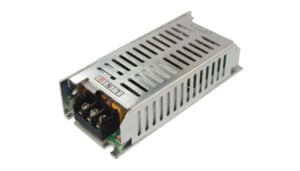 Metal enclosed AC-DC switching power supply with a screw-terminal output block