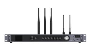 Rack-mount ColorLight A800 wireless access point with five external antennas and a front-panel control area including buttons and a power button