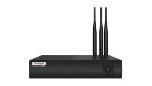 Black ColorLight Acrobat AX06 network receiver with three tall external antennas and a right-side power button.
