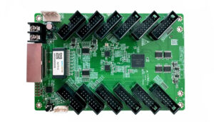 NV7512 1 - LED Controller Card Store for LED Display Module, LED Display Parts Green circuit board with many black edge connector sockets arranged in two rows.
