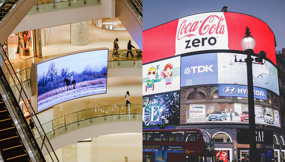 Indoor-vs-Outdoor-LED-Display - LED Controller Card Store for LED Display Module, LED Display Parts Indoor LED display compared with a weatherproof outdoor LED screen