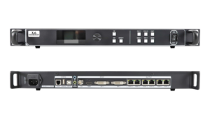 Colorlight X6 controller front and rear panels showing controls and connection ports