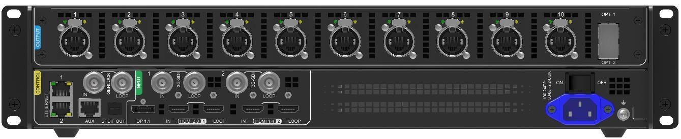 NovaStar MX30 rear panel with video inputs and Ethernet outputs